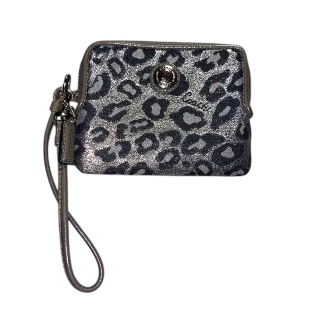 Rare Coach Ocelot Print Wristlet - Signature Canvas EUC